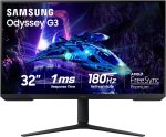 Samsung 32-Inch Odyssey G3 (G30D) Series FHD Gaming Monitor, 1ms, 180Hz, AMD FreeSync, Adjustable Stand, Black Equalizer, Virtual Aim Point, Eye Saver Mode, Flicker-Free, LS32DG302ENXZA